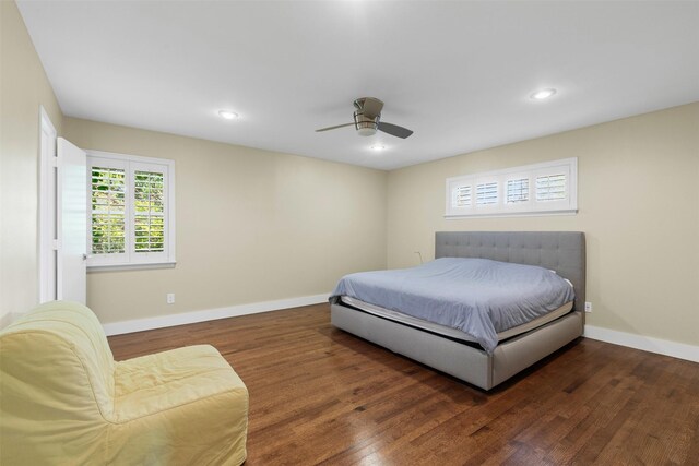 4247 Goodfellow Dr, Dallas, TX 75229 - bedroom with wood finished floors, recessed lighting, and ceiling fan