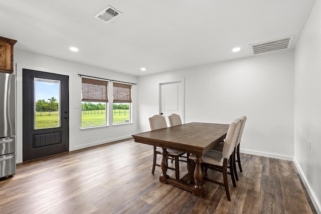 293 Private Road 36008, Honey Grove, TX 75446 - dining area with dark wood-style floors and recessed lighting