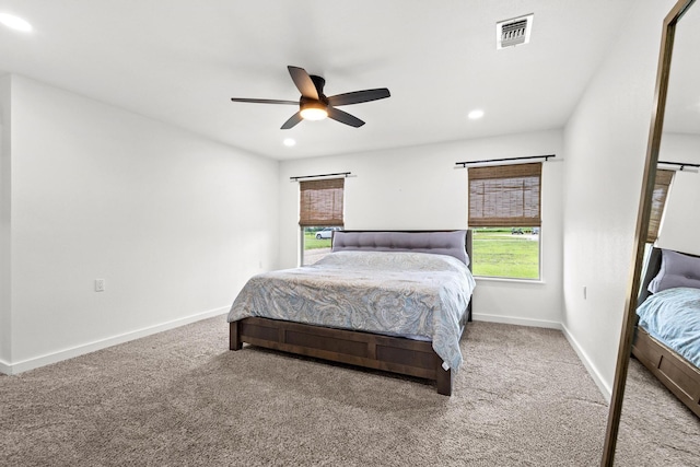 293 Private Road 36008, Honey Grove, TX 75446 - bedroom featuring carpet, multiple windows, recessed lighting, and ceiling fan