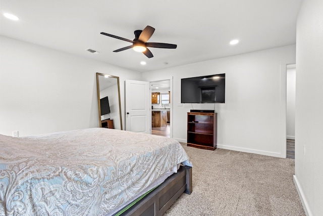 293 Private Road 36008, Honey Grove, TX 75446 - bedroom with recessed lighting, carpet floors, and ceiling fan