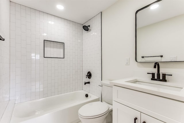 1508 N Waterview Dr, Richardson, TX 75080 - full bathroom featuring vanity, recessed lighting, and bathing tub / shower combination