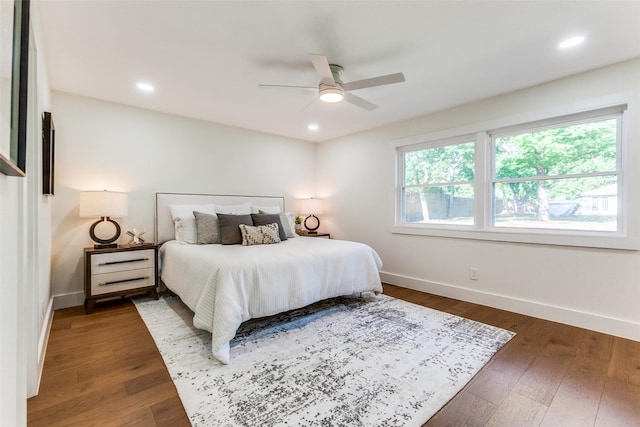 1508 N Waterview Dr, Richardson, TX 75080 - bedroom with wood finished floors, a ceiling fan, and recessed lighting