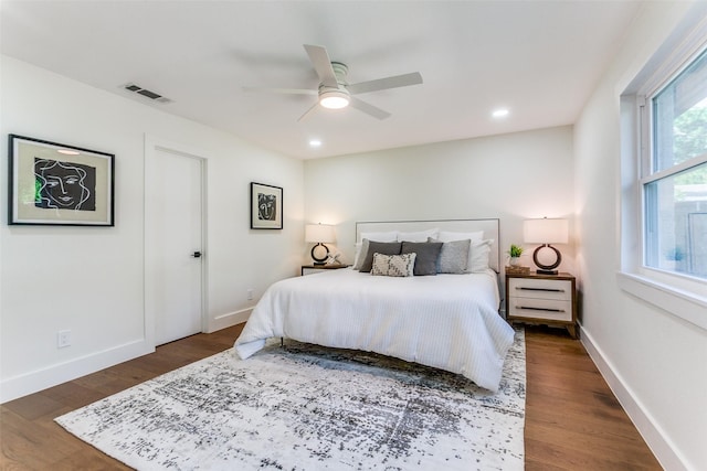 1508 N Waterview Dr, Richardson, TX 75080 - bedroom with wood finished floors, a ceiling fan, and recessed lighting