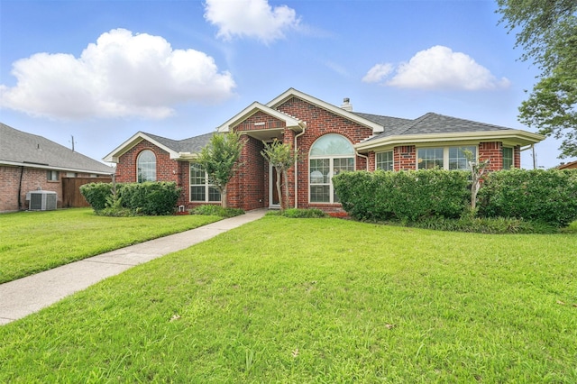 1801 Bent Brook Dr, Mesquite, TX 75181 - single story home with brick siding, a front lawn, a chimney, and a shingled roof