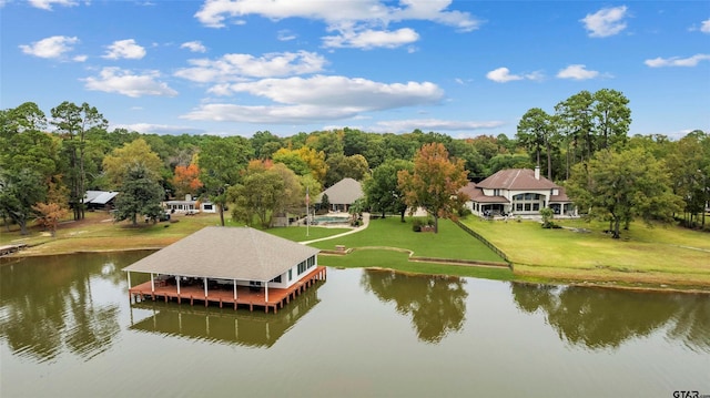 13735 Peninsula Rd, Whitehouse, TX 75791 - dock featuring a water view and a lawn