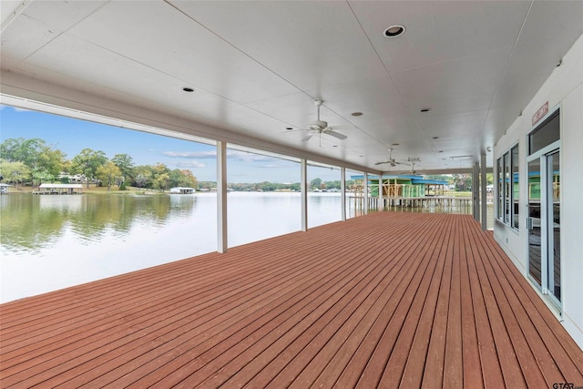 13735 Peninsula Rd, Whitehouse, TX 75791 - deck with a water view and a ceiling fan