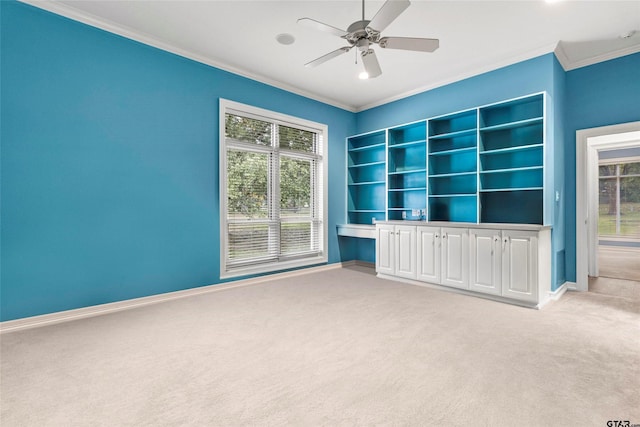 13735 Peninsula Rd, Whitehouse, TX 75791 - unfurnished room featuring light carpet, crown molding, healthy amount of natural light, and ceiling fan