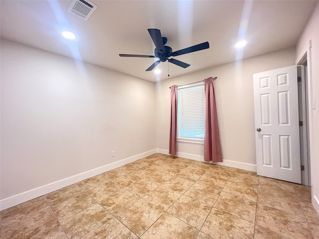 104 Kimberly St, Sulphur Springs, TX 75482 - empty room featuring a ceiling fan, recessed lighting, and light tile patterned floors