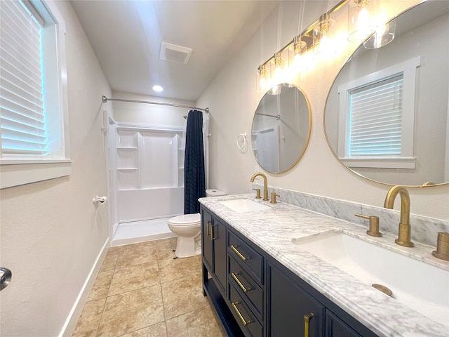 104 Kimberly St, Sulphur Springs, TX 75482 - bathroom with double vanity and shower / bath combination with curtain