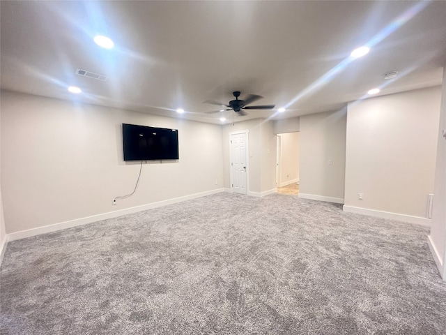 104 Kimberly St, Sulphur Springs, TX 75482 - below grade area featuring carpet floors, recessed lighting, and a ceiling fan