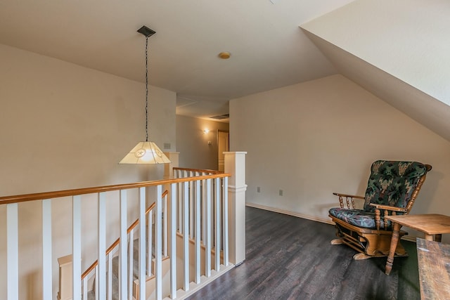 3148 Fm 66, Waxahachie, TX 75167 - sitting room with dark wood-style flooring, an upstairs landing, and vaulted ceiling