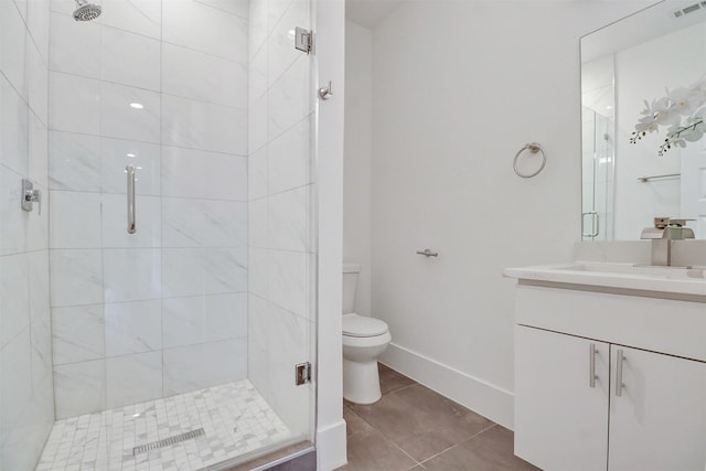 154 S Cisco St, Dallas, TX 75246 - bathroom with a shower stall, vanity, and tile patterned flooring