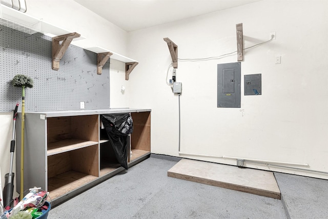 4512 Greenfield Dr, Richardson, TX 75082 - misc room with electric panel, a workshop area, and concrete flooring