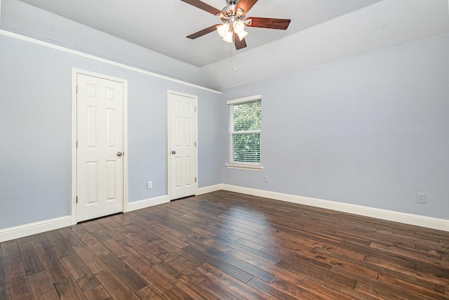 838 Bear Branch Ct, Rockwall, TX 75087 - spare room featuring ceiling fan and dark wood-type flooring