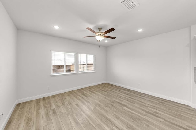 212 Griffith Dr, Princeton, TX 75407 - empty room featuring a ceiling fan, light wood-type flooring, and recessed lighting