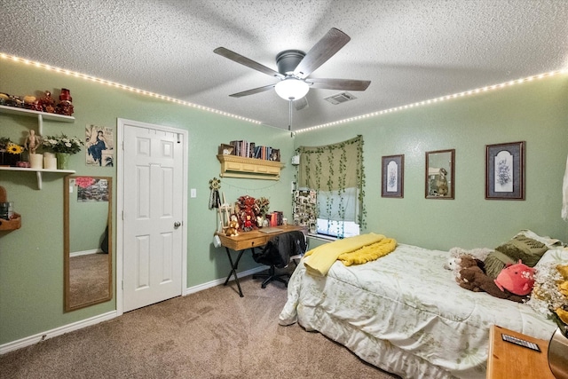 2213 Laura Elizabeth Trl, Mansfield, TX 76063 - bedroom featuring carpet floors, a textured ceiling, and a ceiling fan
