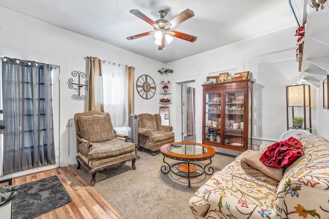 509 W Reynosa Ave, De Leon, TX 76444 - living room featuring wood finished floors and ceiling fan