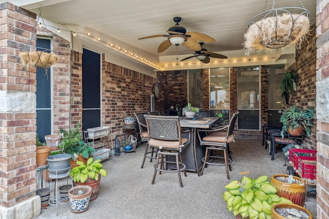 4105 Claridge Ter, Garland, TX 75043 - view of patio featuring ceiling fan and outdoor dining area