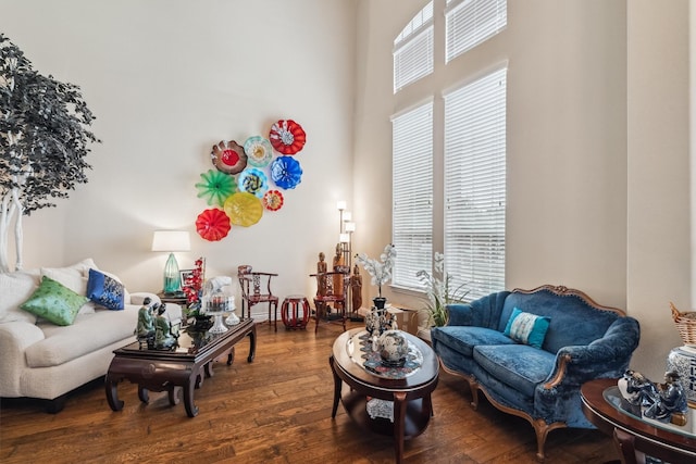 4105 Claridge Ter, Garland, TX 75043 - living area with hardwood / wood-style flooring and a high ceiling