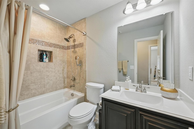 1008 Snowbird Dr, Little Elm, TX 75068 - full bath with shower / bath combo with shower curtain, vanity, and a textured wall