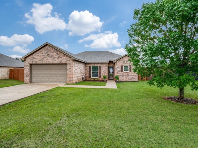 400 Autry Blvd, Gunter, TX 75058 - ranch-style house with brick siding, concrete driveway, a garage, and a shingled roof