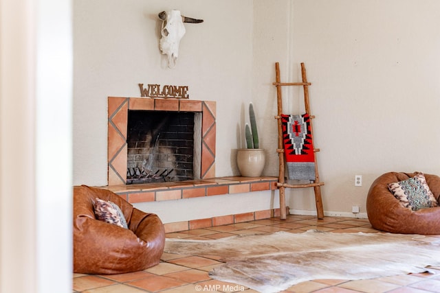 2306 County Road 475, Anson, TX 79501 - detailed view of a tiled fireplace and baseboards