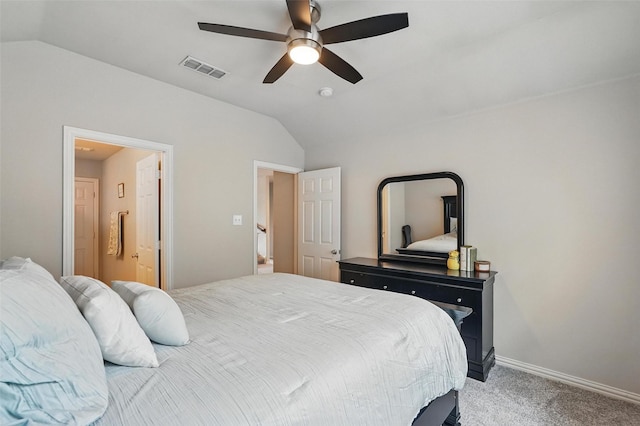 1330 Scarboro Hills Ln, Rockwall, TX 75087 - carpeted bedroom with lofted ceiling, ceiling fan, and ensuite bath