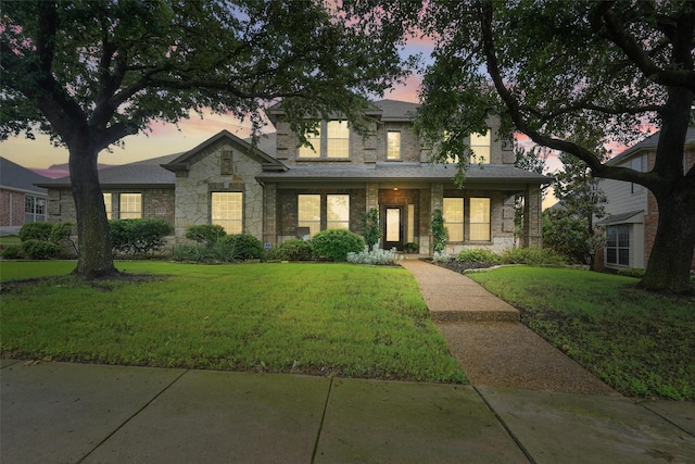 1330 Scarboro Hills Ln, Rockwall, TX 75087 - view of front of property with stone siding and a front yard