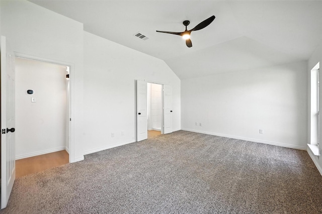 713 Madeline Ct, Azle, TX 76020 - unfurnished bedroom with carpet floors, lofted ceiling, and ceiling fan