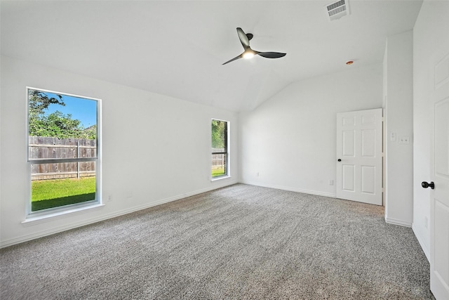 713 Madeline Ct, Azle, TX 76020 - unfurnished room featuring carpet floors, vaulted ceiling, and a ceiling fan