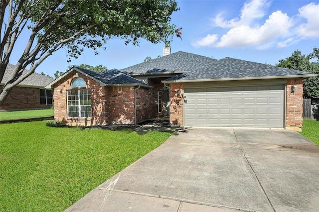 713 Madeline Ct, Azle, TX 76020 - single story home featuring brick siding, concrete driveway, a front yard, an attached garage, and roof with shingles