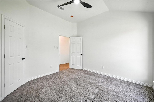 713 Madeline Ct, Azle, TX 76020 - unfurnished bedroom with lofted ceiling, carpet, and ceiling fan