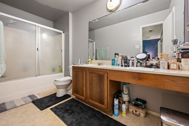 3060 Saint Nicholas Dr, Dallas, TX 75233 - bathroom with vanity, bath / shower combo with glass door, and tile patterned flooring