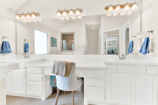 9809 Trinity Dr, Little Elm, TX 75068 - bathroom with tile patterned flooring and vanity