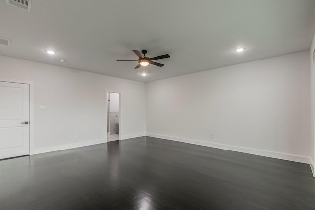 407 Dubois Ave, Dallas, TX 75203 - spare room featuring a ceiling fan, recessed lighting, and dark wood-type flooring