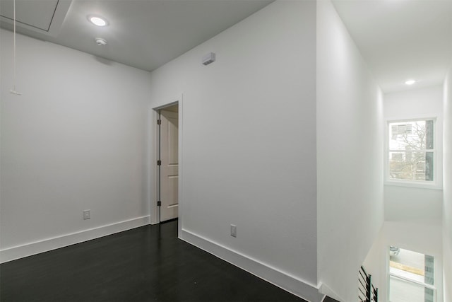 407 Dubois Ave, Dallas, TX 75203 - spare room featuring dark wood-type flooring, a smoke detector, attic access, and recessed lighting