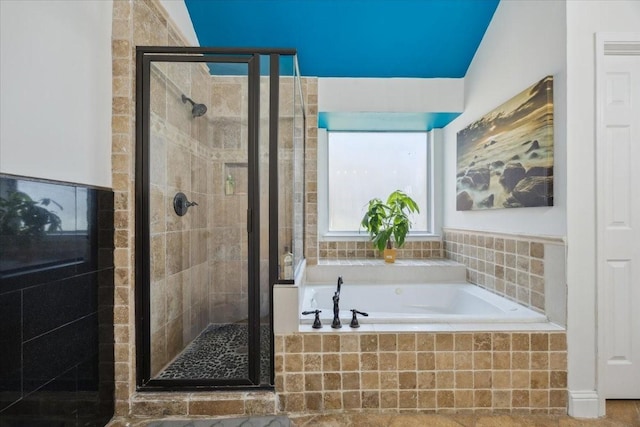 1701 Prairie Creek Ct, Garland, TX 75040 - bathroom with a garden tub and a shower stall