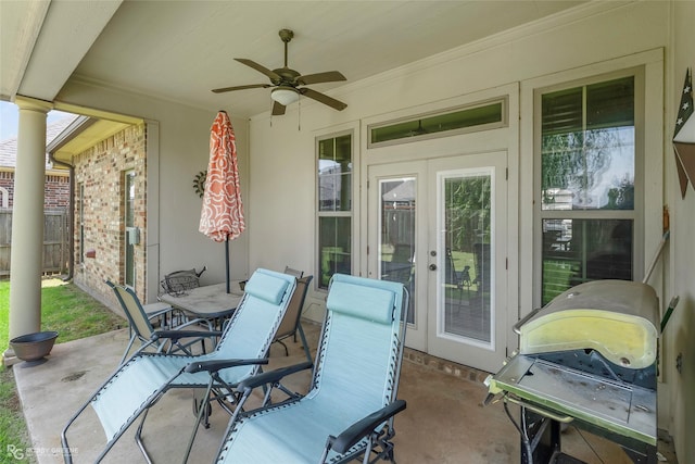 615 Canoe Trl, Bossier City, LA 71111 - view of patio with a ceiling fan, outdoor dining space, and grilling area