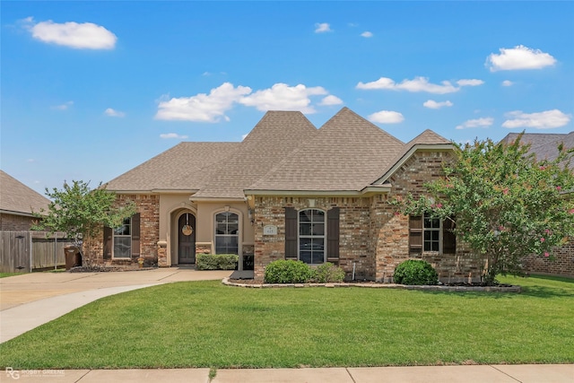 615 Canoe Trl, Bossier City, LA 71111 - french country home with a shingled roof, brick siding, and concrete driveway
