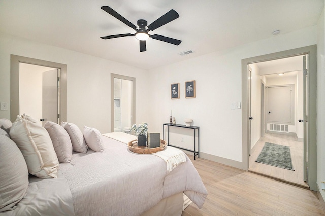 5525 Lester Granger Dr, Fort Worth, TX 76112 - bedroom with light wood-style flooring and ceiling fan
