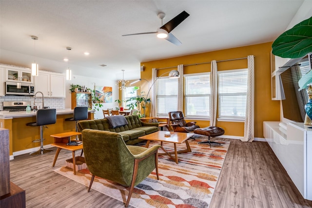 436 Buckeye Ave, Princeton, TX 75407 - living area featuring plenty of natural light, light wood-style flooring, and a ceiling fan