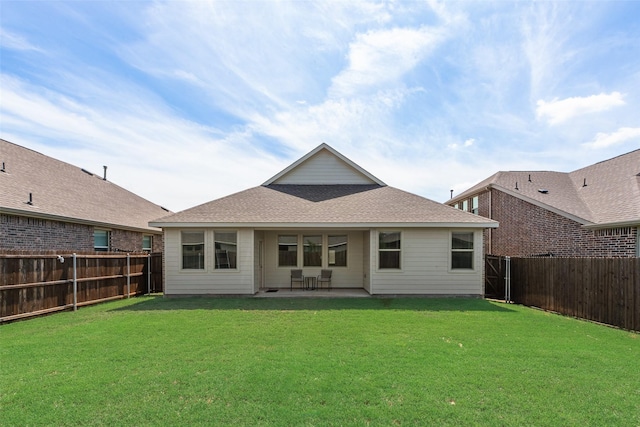 627 Beltrand Ln, Fate, TX 75087 - rear view of property with a fenced backyard, a patio, and roof with shingles
