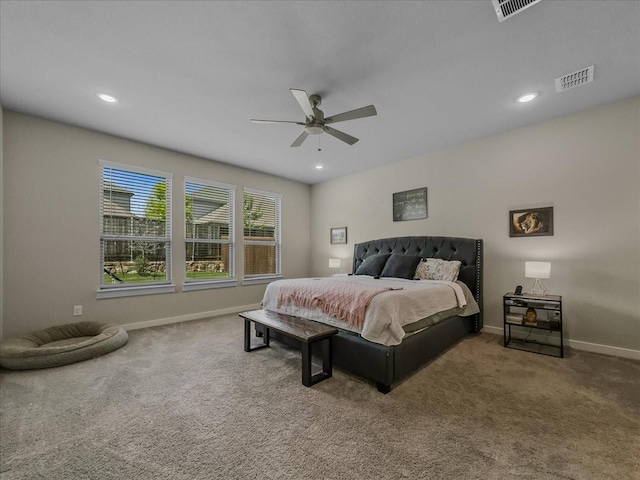 413 Coyote Creek Dr, Lavon, TX 75166 - carpeted bedroom with recessed lighting and ceiling fan