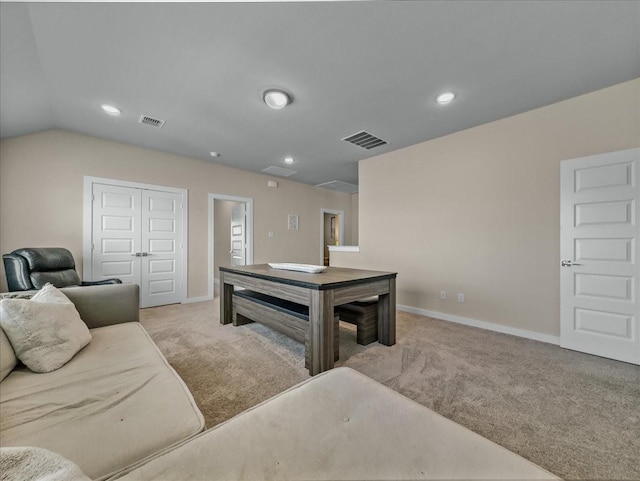 413 Coyote Creek Dr, Lavon, TX 75166 - living area featuring carpet floors and recessed lighting