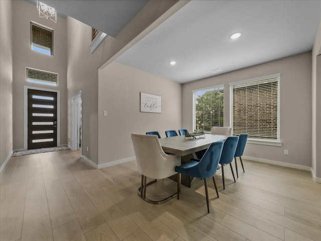413 Coyote Creek Dr, Lavon, TX 75166 - dining space with light wood-type flooring and recessed lighting