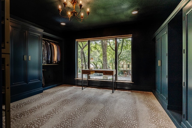 2304 Wakeforest Ct, Arlington, TX 76012 - unfurnished bedroom with a chandelier, carpet, recessed lighting, and a closet