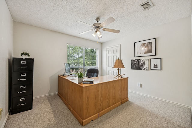 113 Windmill Ridge Dr, Rockwall, TX 75032 - home office with ceiling fan, light carpet, and a textured ceiling