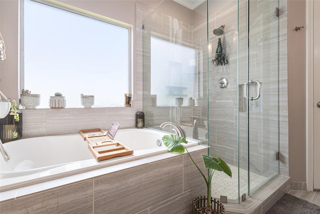 12953 Hurricane Ln, Fort Worth, TX 76244 - bathroom featuring a stall shower and a garden tub