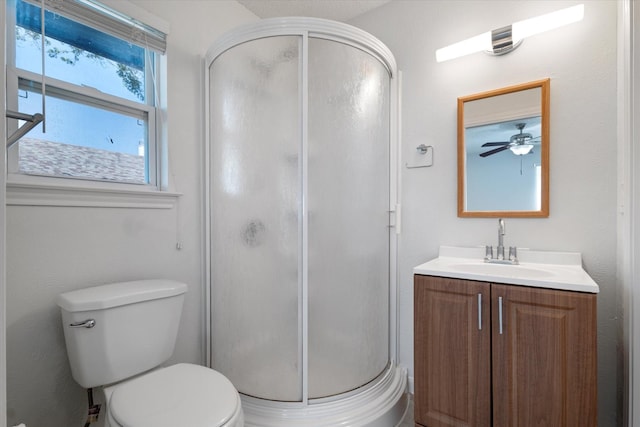 2206 Spring Leaf Dr, Carrollton, TX 75006 - full bath featuring a stall shower, vanity, and a ceiling fan