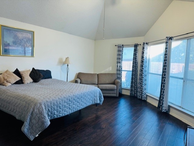 2322 Greenfield Cir, Garland, TX 75040 - bedroom featuring lofted ceiling and hardwood / wood-style floors